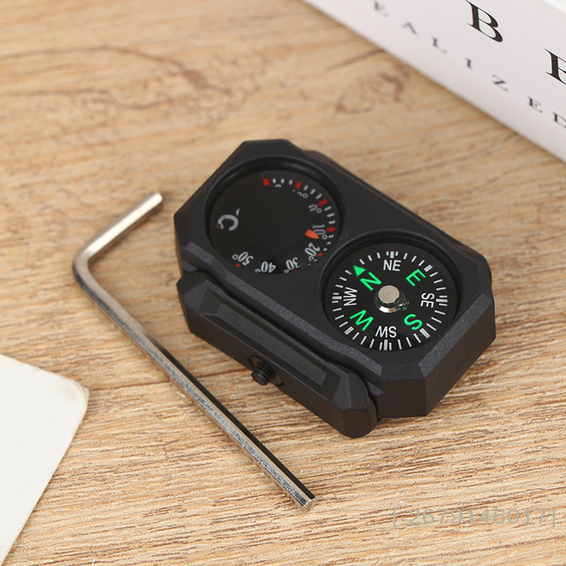 Mini Compass Thermometer For Rail Outdoor Navigation Accessory 0
