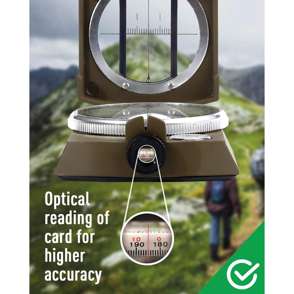 Professional Lensatic Compass for Hiking and Survival with Luminous Sighting Navigation