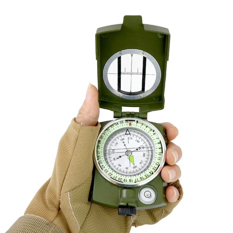 Professional Lensatic Compass for Hiking and Survival with Luminous Sighting Navigation