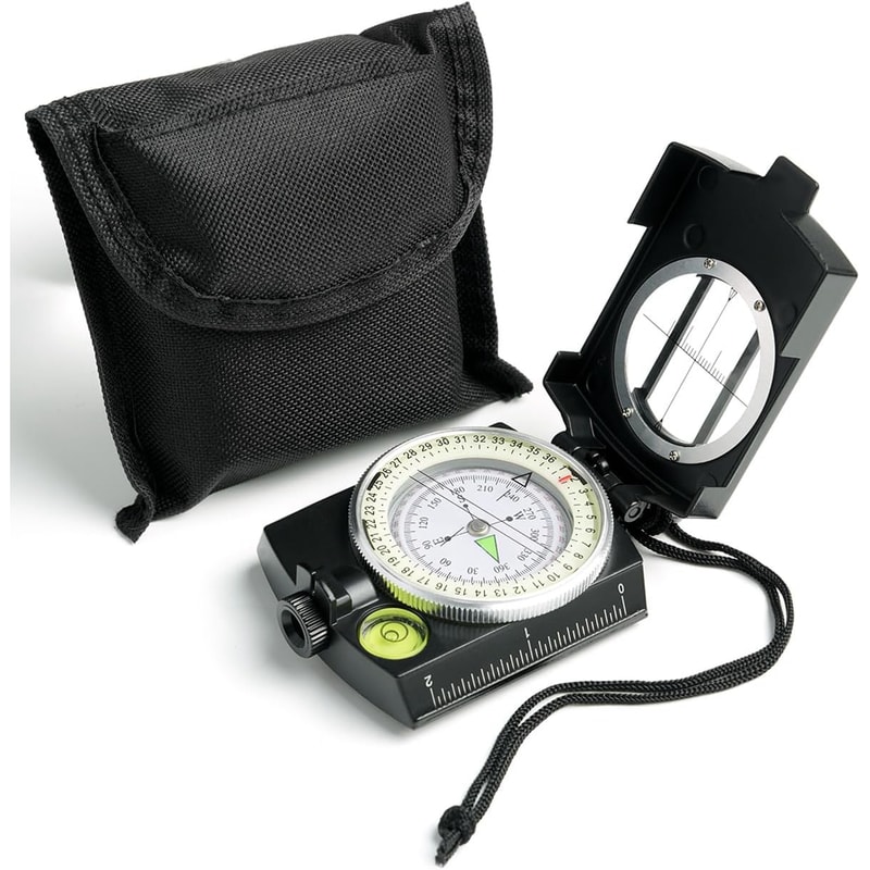 Professional Lensatic Compass for Hiking and Survival with Luminous Sighting Navigation