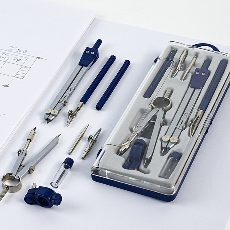 Precision Geometry Compass Set Professional Math Drafting Kit with Metal Tools