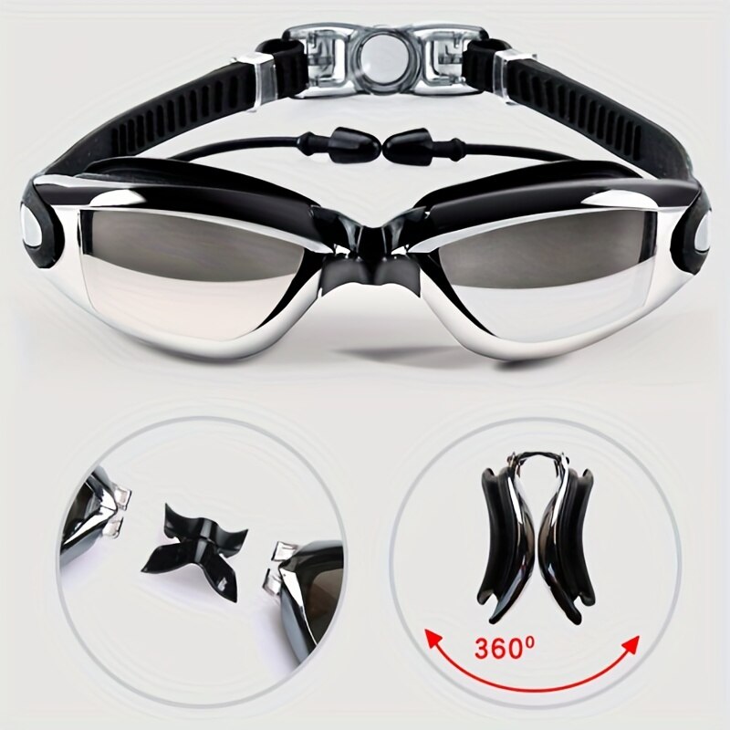 Anti Fog Swimming Goggles Set with Swim Cap and Earplugs for Adults and Kids