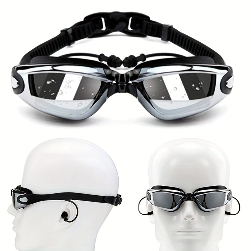 Anti Fog Swimming Goggles Set with Swim Cap and Earplugs for Adults and Kids