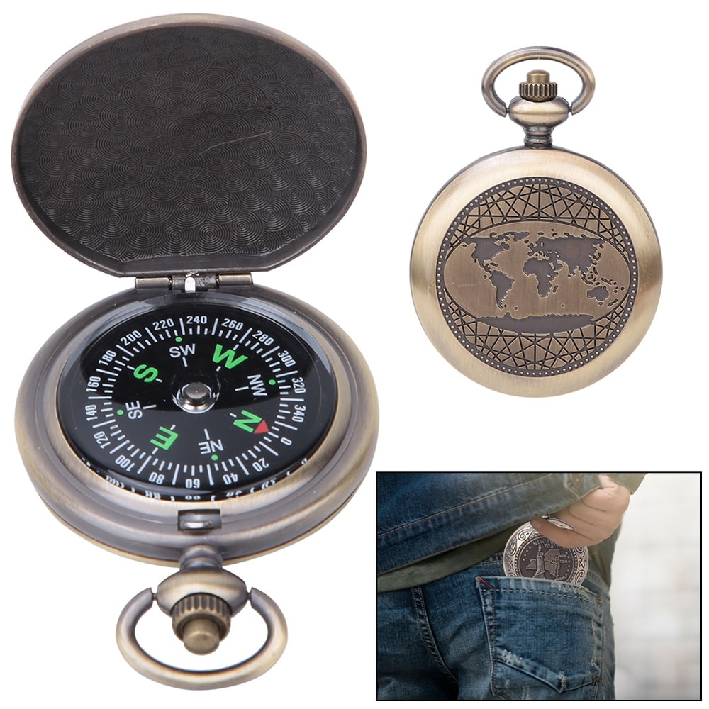 Vintage Pocket Compass Waterproof Hiking Compass for Camping and Outdoor Navigation