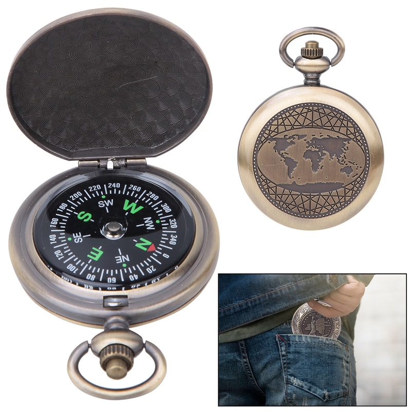 Vintage Pocket Compass Waterproof Hiking Compass for Camping and Outdoor Navigation