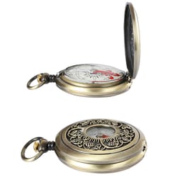 vintage pocket compass with flip cover antique bronze hiking navigation gift