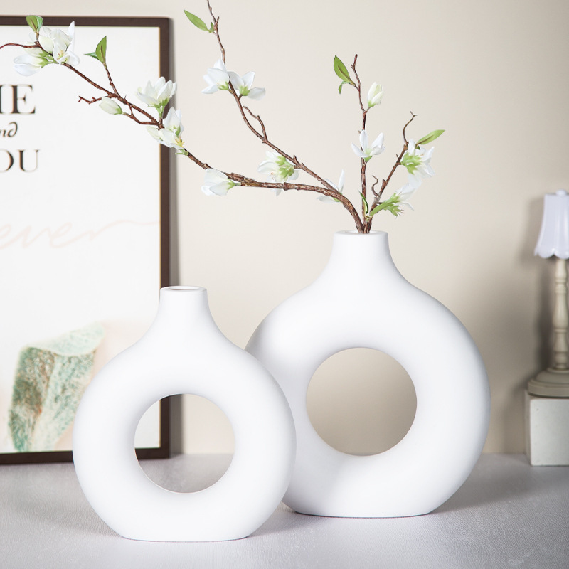 White Ceramic Look Vase For Modern Home Decor 1