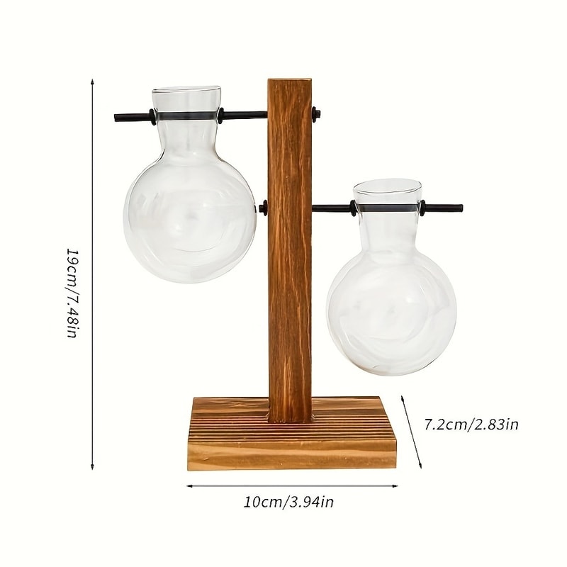 Vintage Plant Propagation Station With Wooden Stand And Hydroponic Glass Vase 2