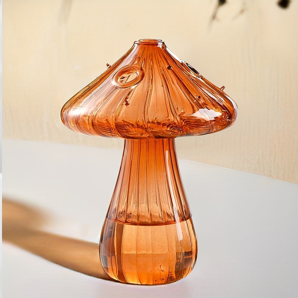 Cute Mushroom Glass Vase Hydroponic Planter for Plant Cuttings and Floral Decor