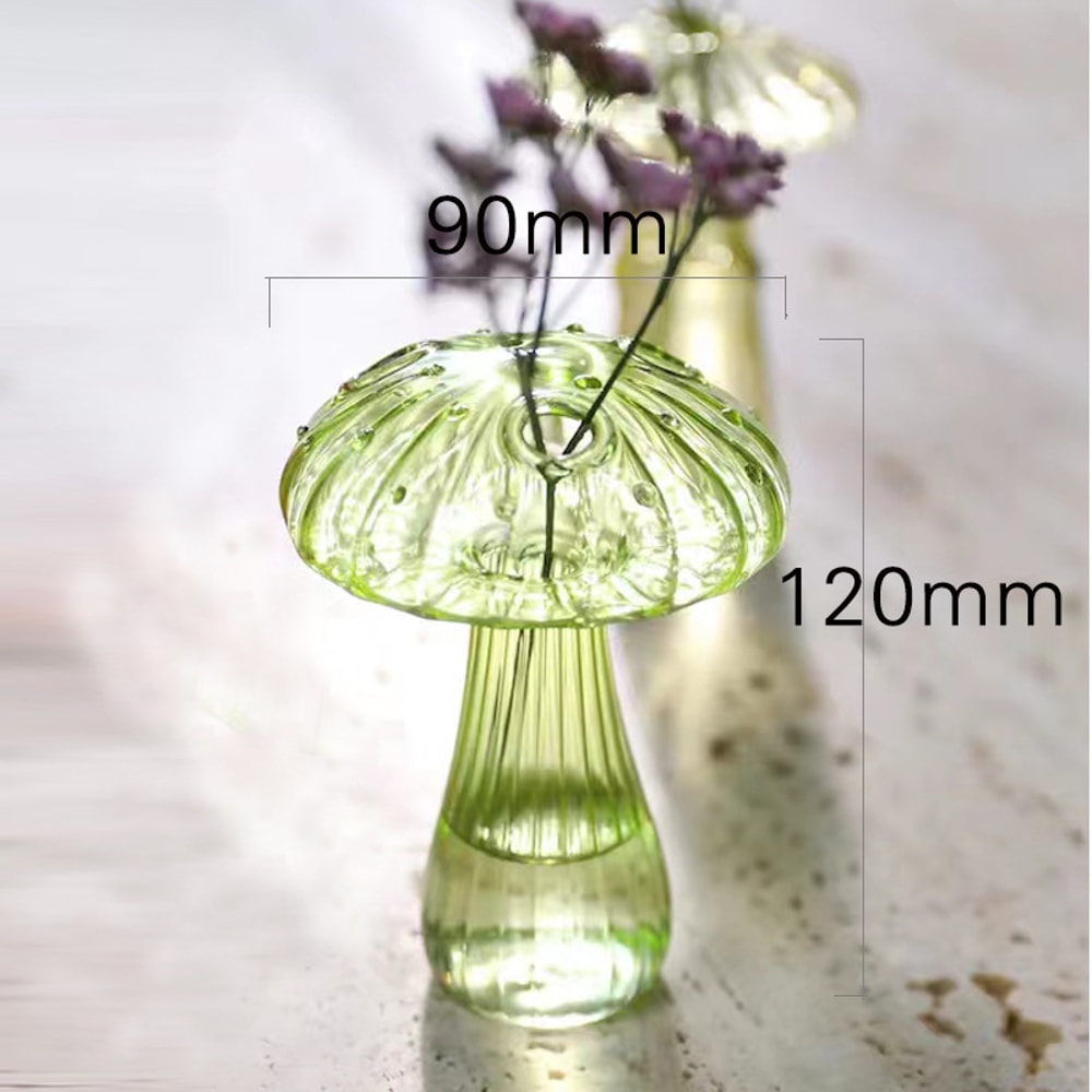 Cute Mushroom Glass Vase Hydroponic Planter for Plant Cuttings and Floral Decor