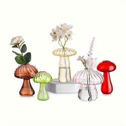 colorful mushroom glass vase for flowers and cuttings mini bud vase decor