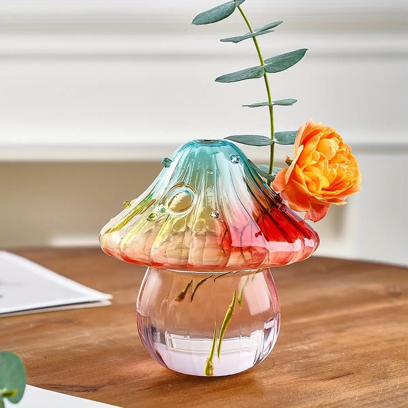 Handcrafted Glass Mushroom Vase Hydroponic Planter For Boho Home Decor 0