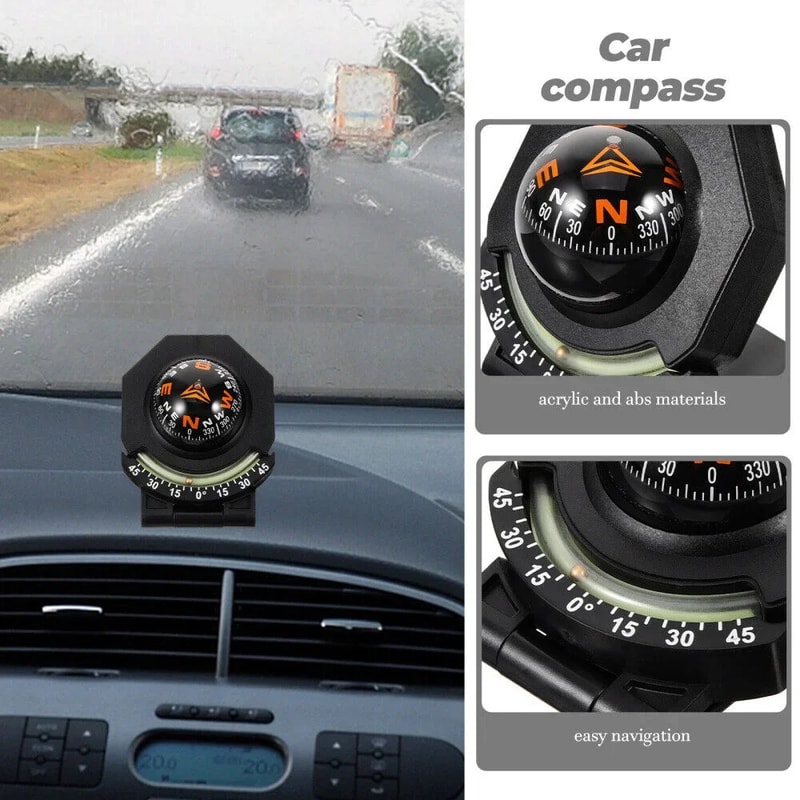 Car Compass with Inclinometer Foldable Dashboard Compass for Off Road Navigation