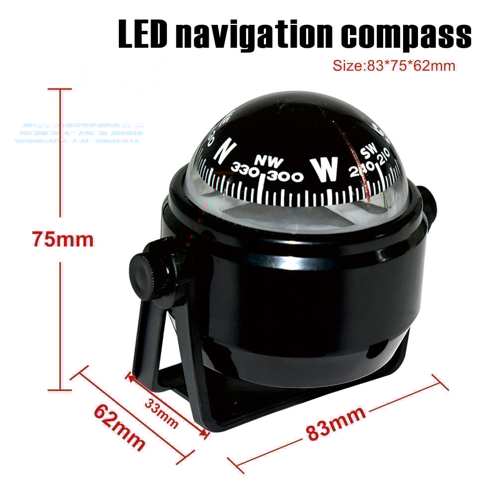 Pivoting Car Dashboard Compass Ball With Suction Cup For Auto And Marine Navigation 2