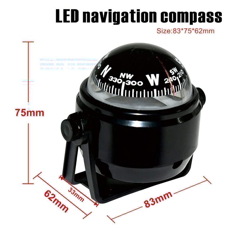 Pivoting Car Dashboard Compass Ball With Suction Cup For Auto And Marine Navigation 2