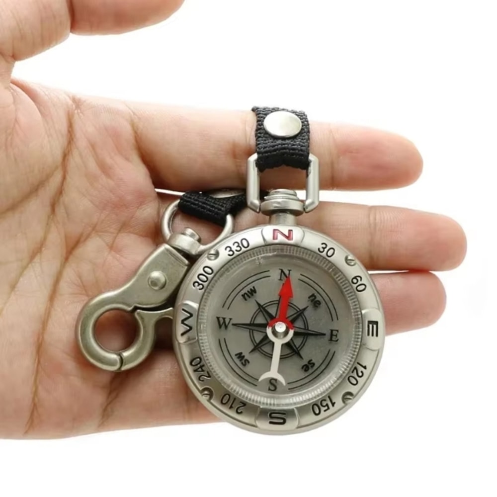 Mini Compass with Lanyard Key Chain Portable, Multifunctional Survival Compass for Outdoor Adventures, Hiking & Travel