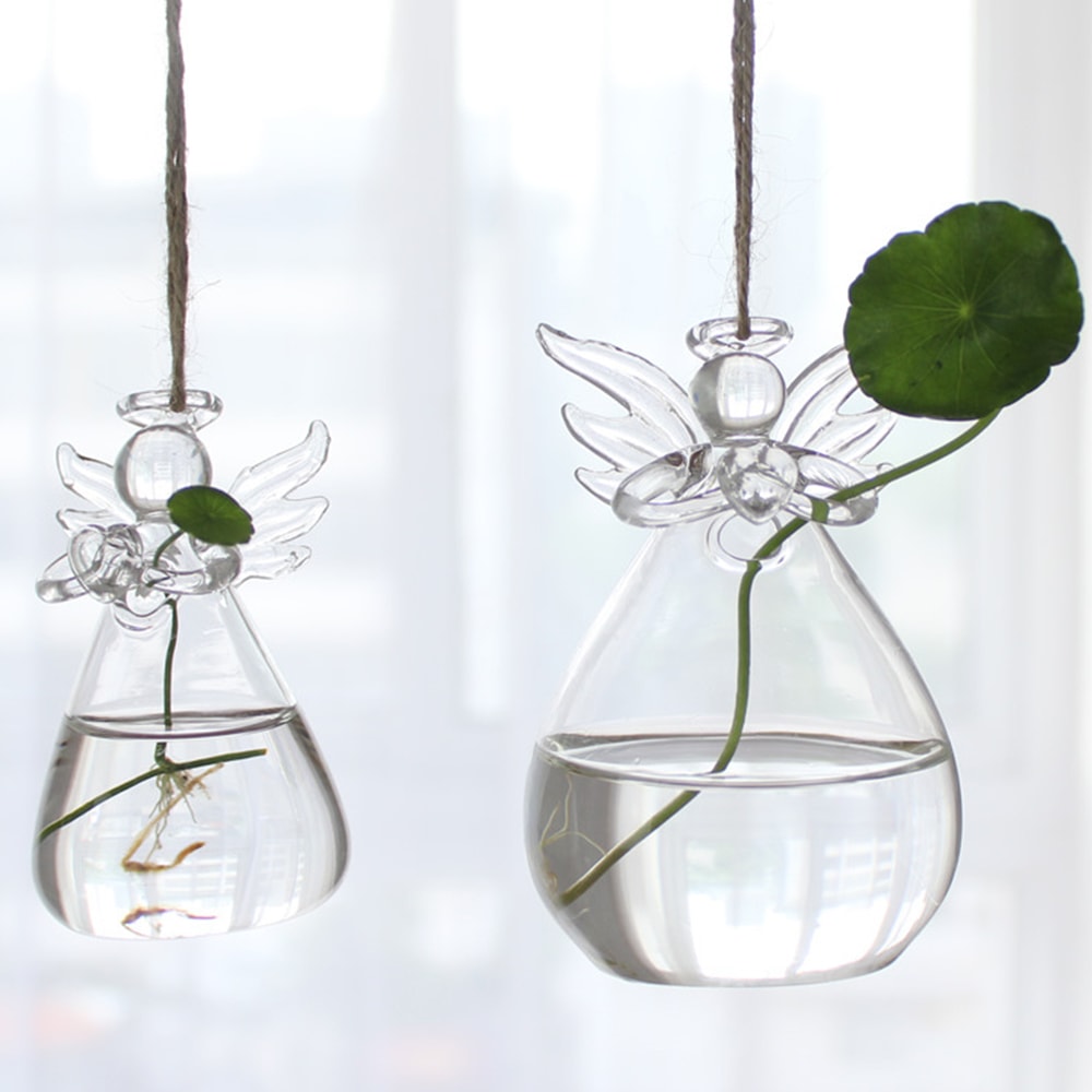 Angel Glass Vase Hanging Hydroponic Vase For Flowers And Plant Cuttings 0