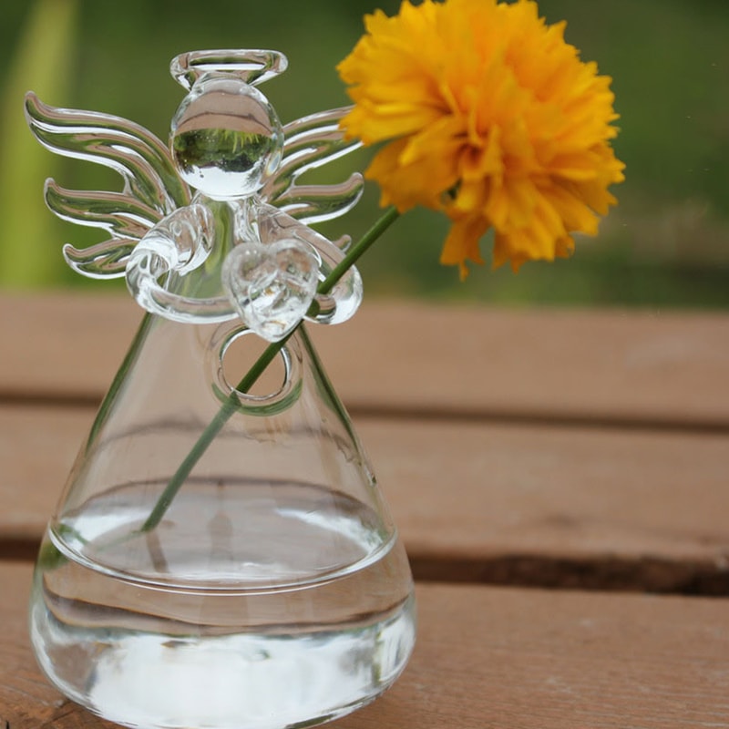 Angel Glass Vase Hanging Hydroponic Vase For Flowers And Plant Cuttings 3