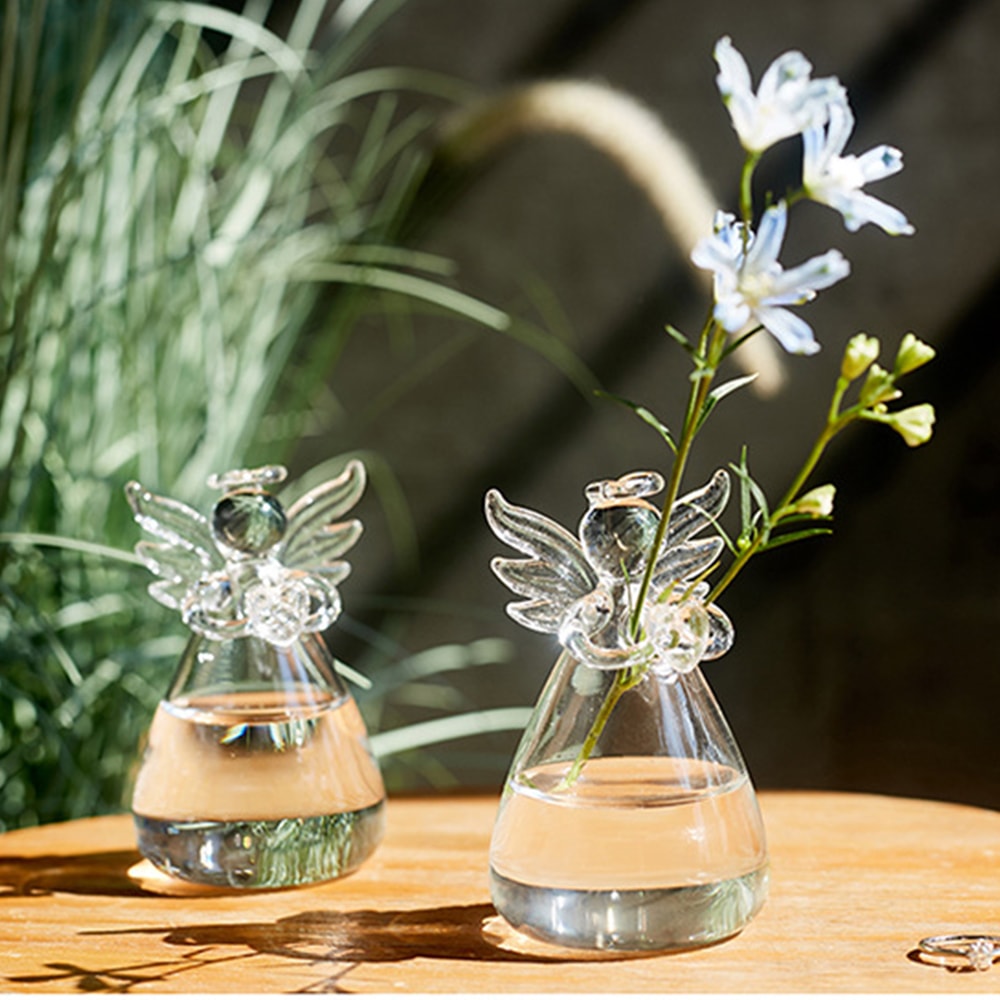 Angel Glass Vase Hanging Hydroponic Vase For Flowers And Plant Cuttings 4
