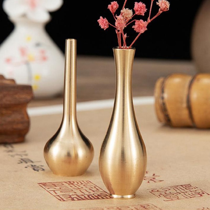 Mini Copper Vase Retro Brass Flower Bottle For Elegant Home Decor 0