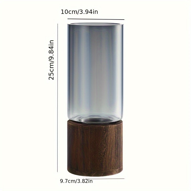 Hydroponic Plant Vase with Wooden Stand Modern Tabletop Plant Decor
