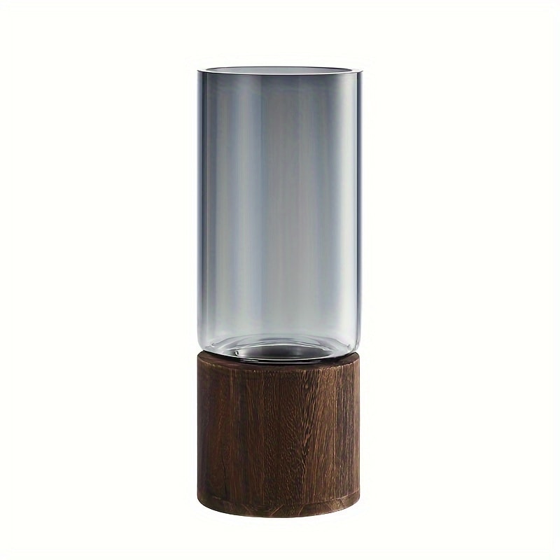 Hydroponic Plant Vase with Wooden Stand Modern Tabletop Plant Decor