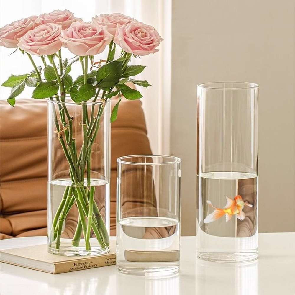 Clear Acrylic Cylinder Vase For Wedding Centerpieces And Hydroponic Flowers 0