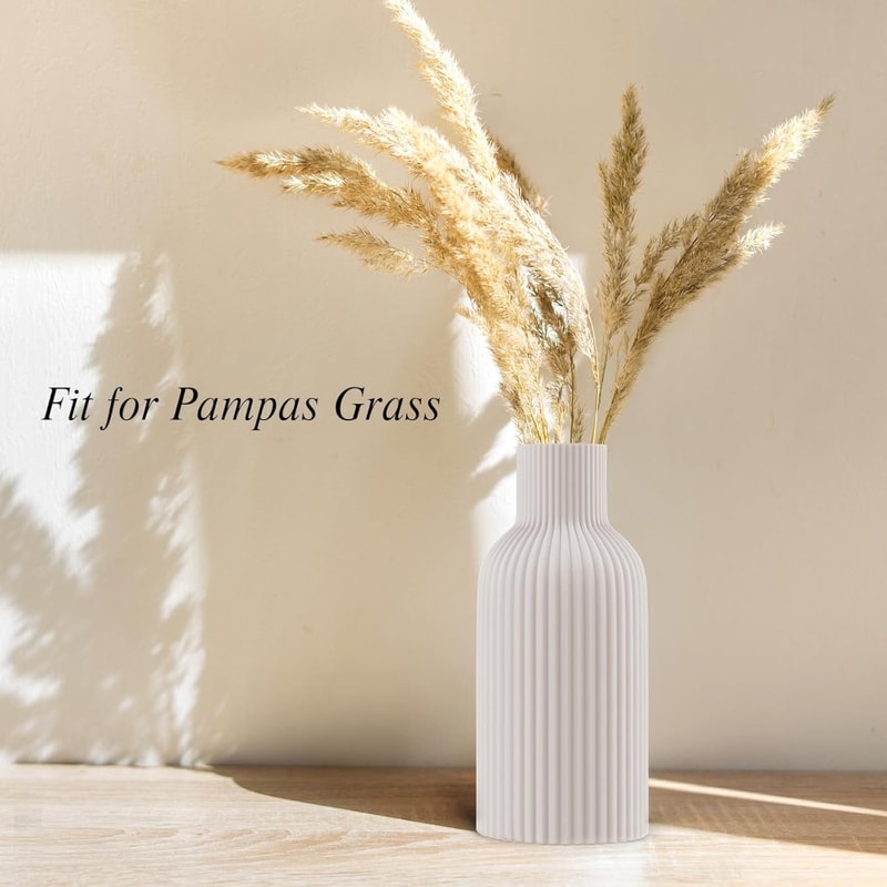 White Donut Vase for Pampas Grass Modern Minimalist Ceramic Decor