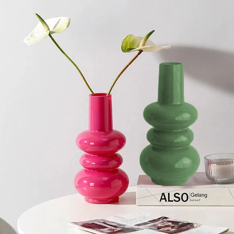 Blush Boho Pink Glass Vase For Flowers Hydroponic Bud Vase Vintage Home Decor 2