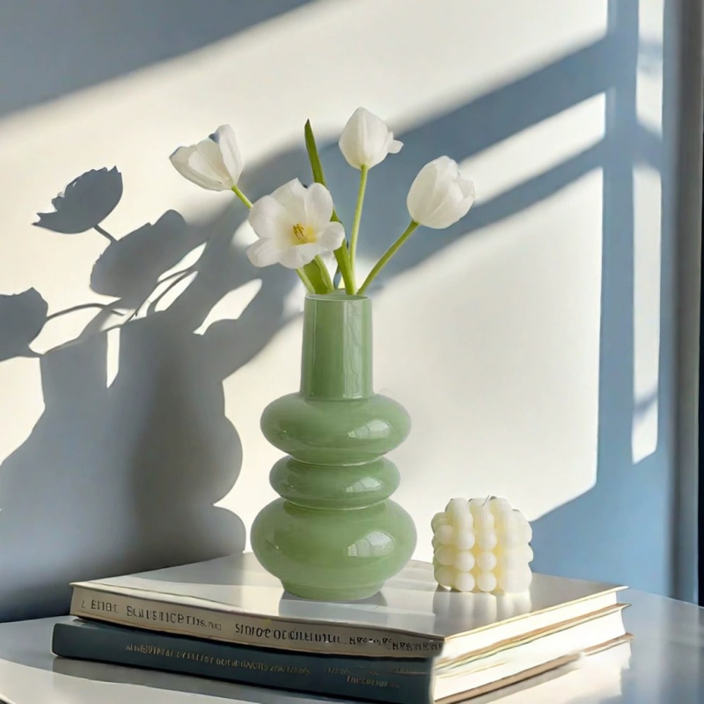 Blush Boho Pink Glass Vase For Flowers Hydroponic Bud Vase Vintage Home Decor 0