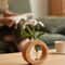 Round Hydroponic Vase With Wooden Base Decorative Glass Flower Vase For Desk And Home 0