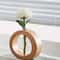 Round Hydroponic Vase With Wooden Base Decorative Glass Flower Vase For Desk And Home 1