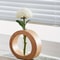 Round Hydroponic Vase With Wooden Base Decorative Glass Flower Vase For Desk And Home 1