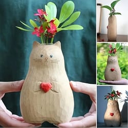 heart cat propagation vase for hydroponic plants and cute desk decor