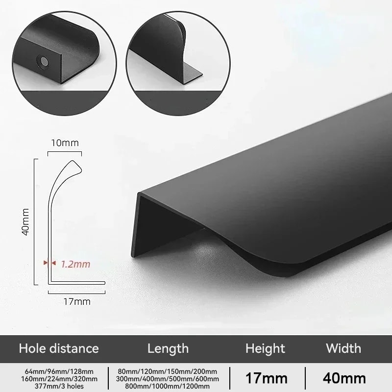 Modern Hidden Cabinet Handles Aluminum Cabinet Pulls For Kitchen Cupboards And Drawers 5