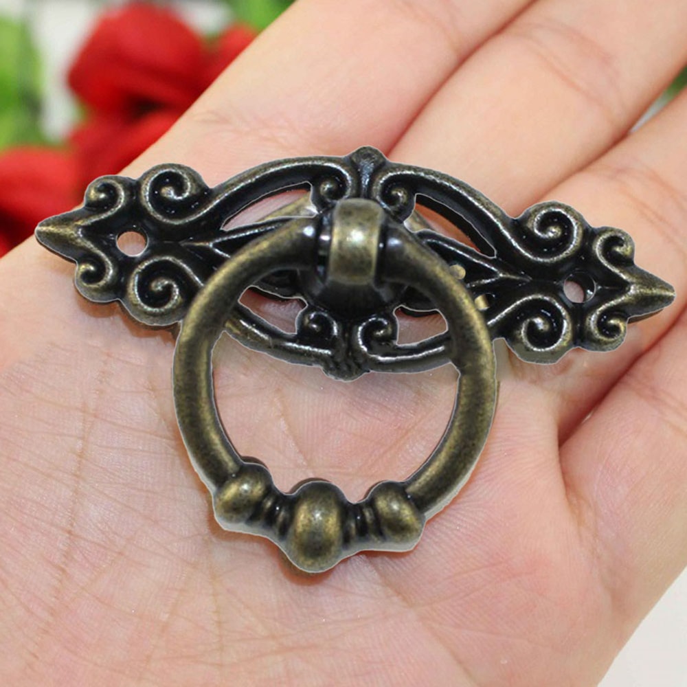 Vintage Cabinet Ring Handle Antique Drawer Pull Hardware 5