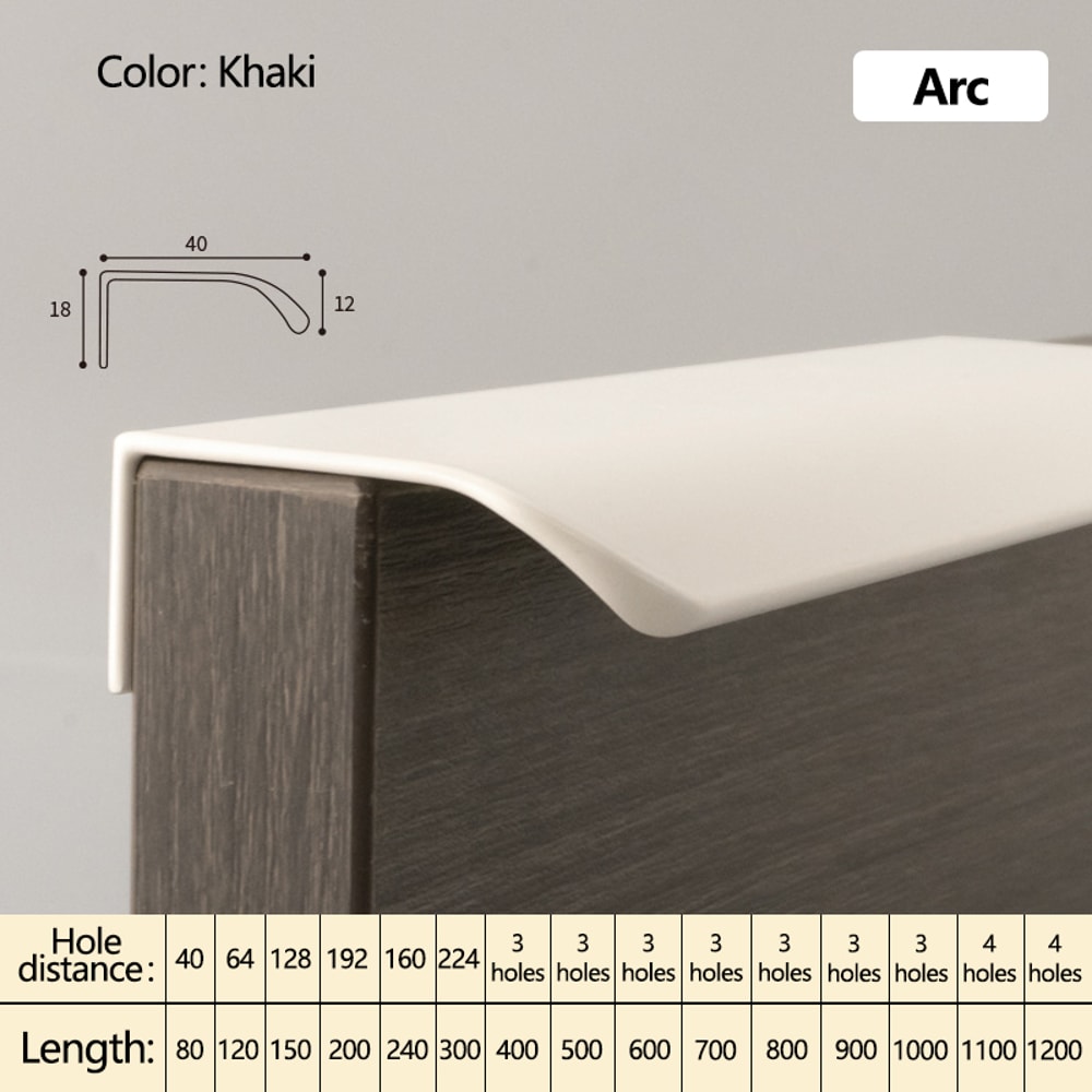 Curved Hidden Cabinet Handle Aluminum Finger Edge Pull for Kitchen Cabinets, Wardrobes and Drawers