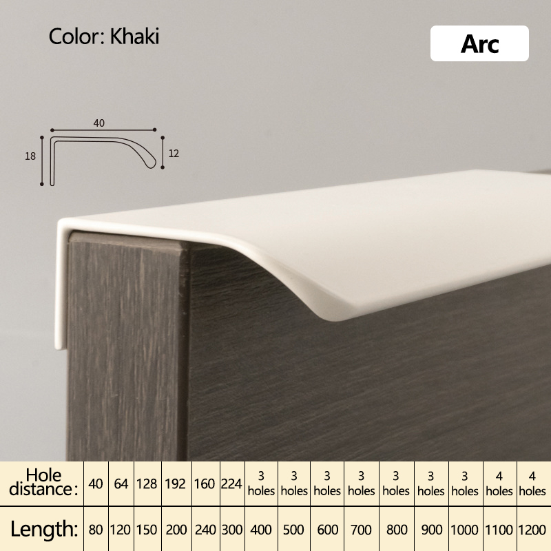 Curved Hidden Cabinet Handle Aluminum Finger Edge Pull for Kitchen Cabinets, Wardrobes and Drawers