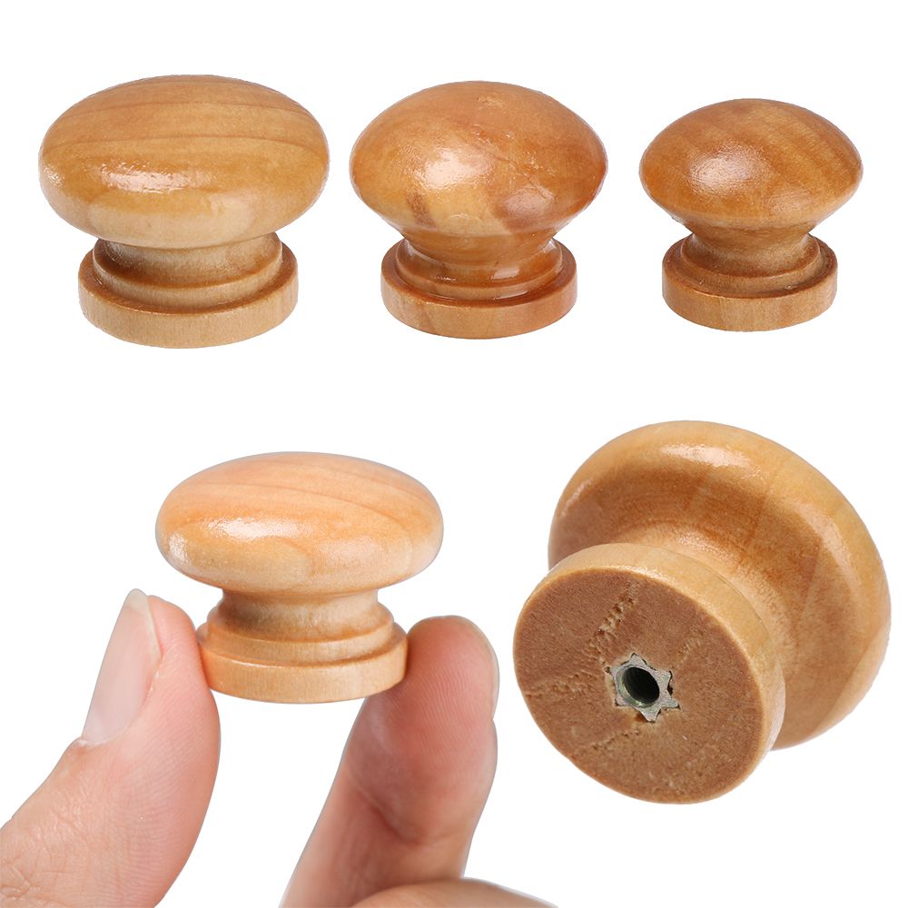 Wooden Cabinet Knobs Natural Round Drawer And Wardrobe Pull Handles 2