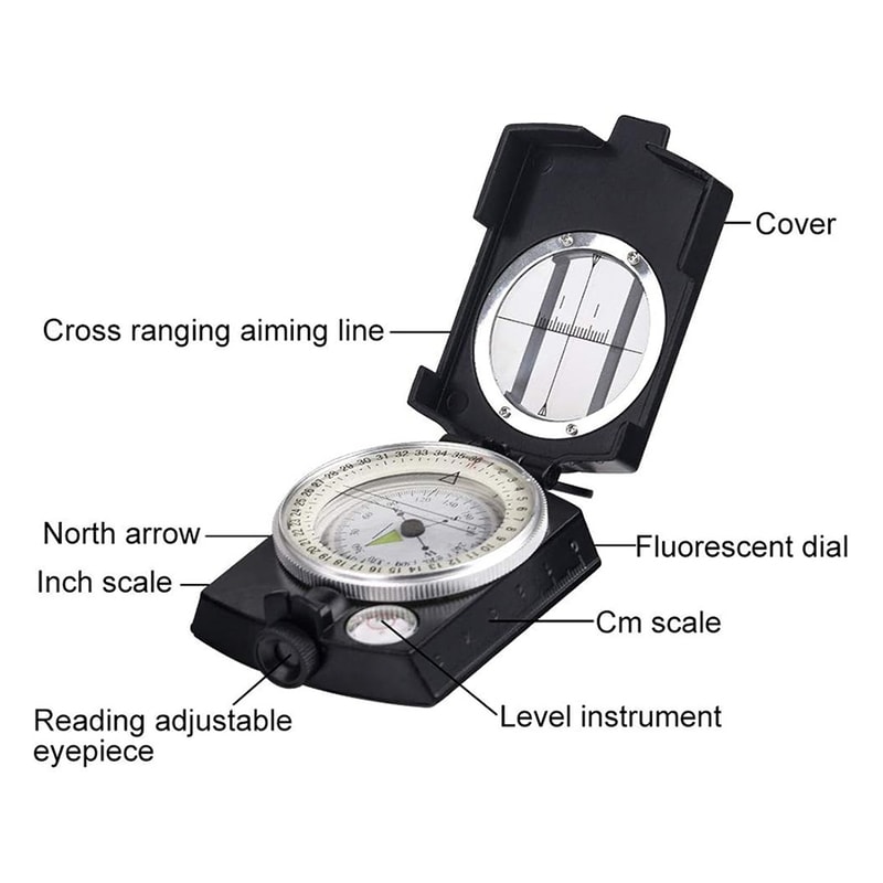 Military Compass Lensatic Survival Compass With Pouch For Hiking And Orienteering 2