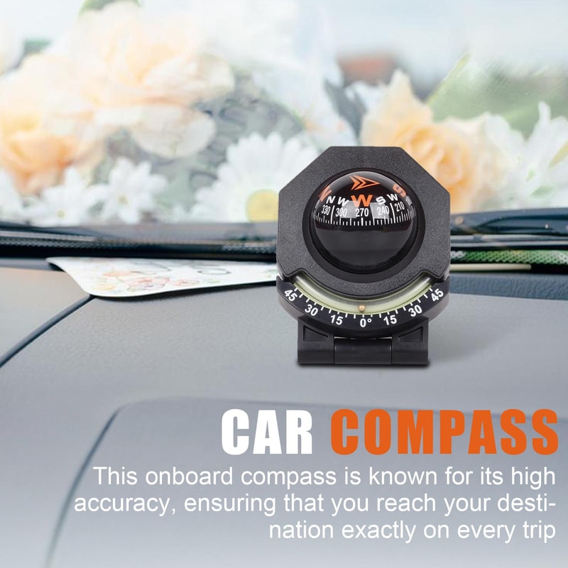 Adjustable Boat Compass with Inclinometer Dashboard Mount for Car and Marine Use