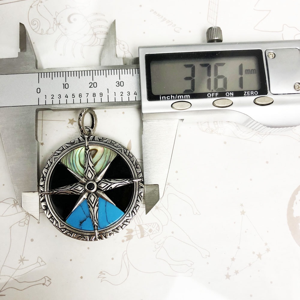 Turquoise Compass Pendant In Sterling Silver Lucky Charm Gift 2