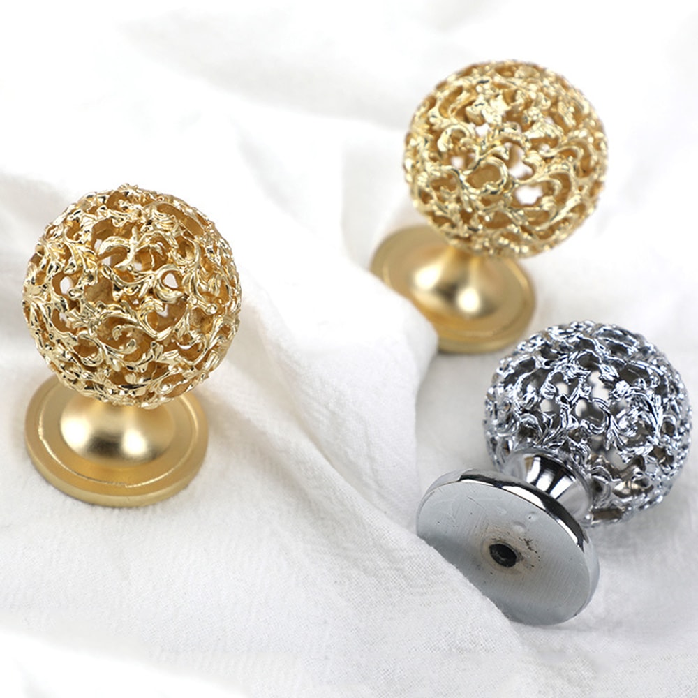 Polished Ball Cabinet Knob Zinc Alloy Round Drawer Pull 2