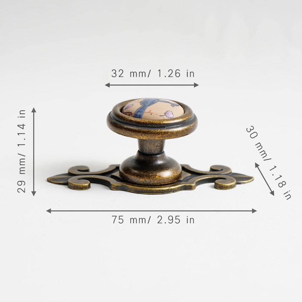 Vintage Ceramic Cabinet Knobs Bird Floral Drawer Pulls Set 5