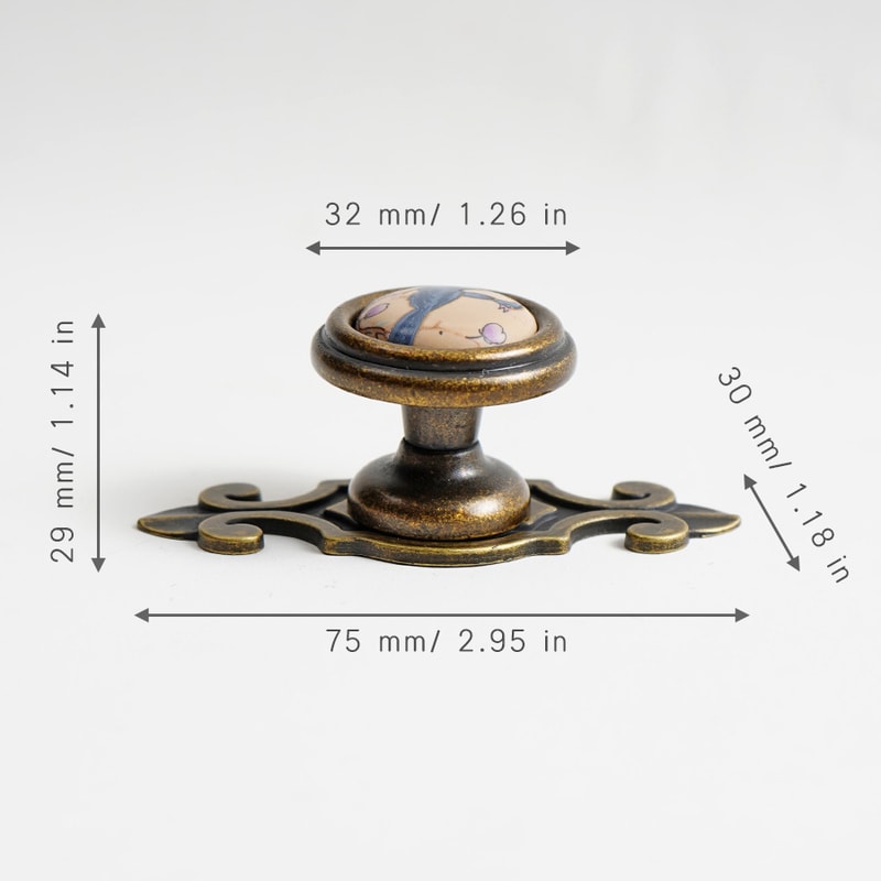 Vintage Ceramic Cabinet Knobs Bird Floral Drawer Pulls Set 5