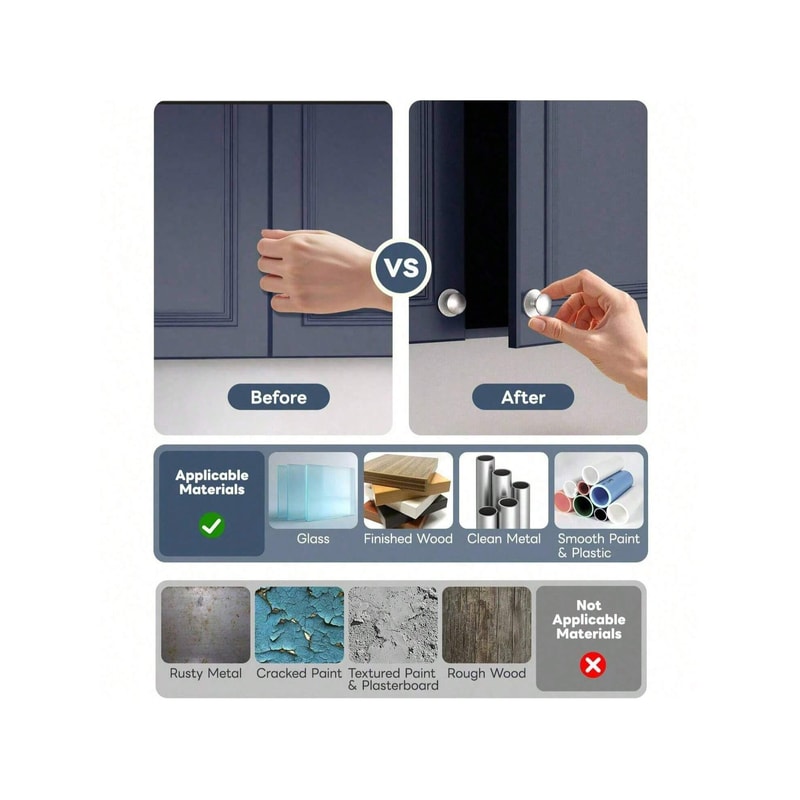Self Adhesive Cabinet Knobs Stainless Steel No Drill Drawer Pulls 2