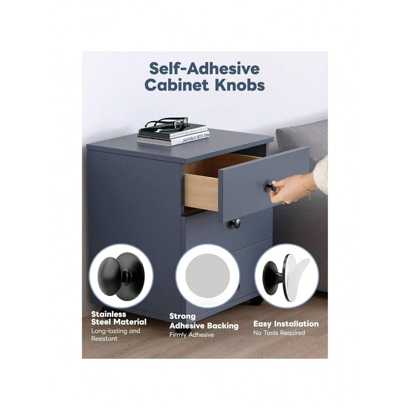 Self Adhesive Cabinet Knobs Stainless Steel No Drill Drawer Pulls 5