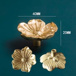 solid brass flower cabinet knob single hole vintage drawer pull