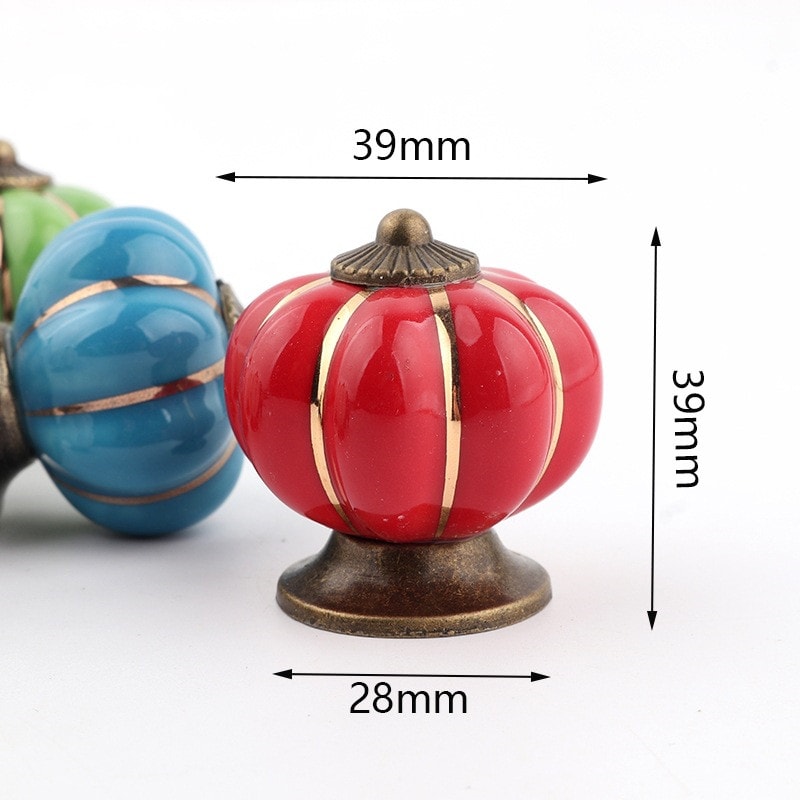 Vintage Pumpkin Ceramic Cabinet Knobs For Drawers Dressers And Kitchen Cupboards 2