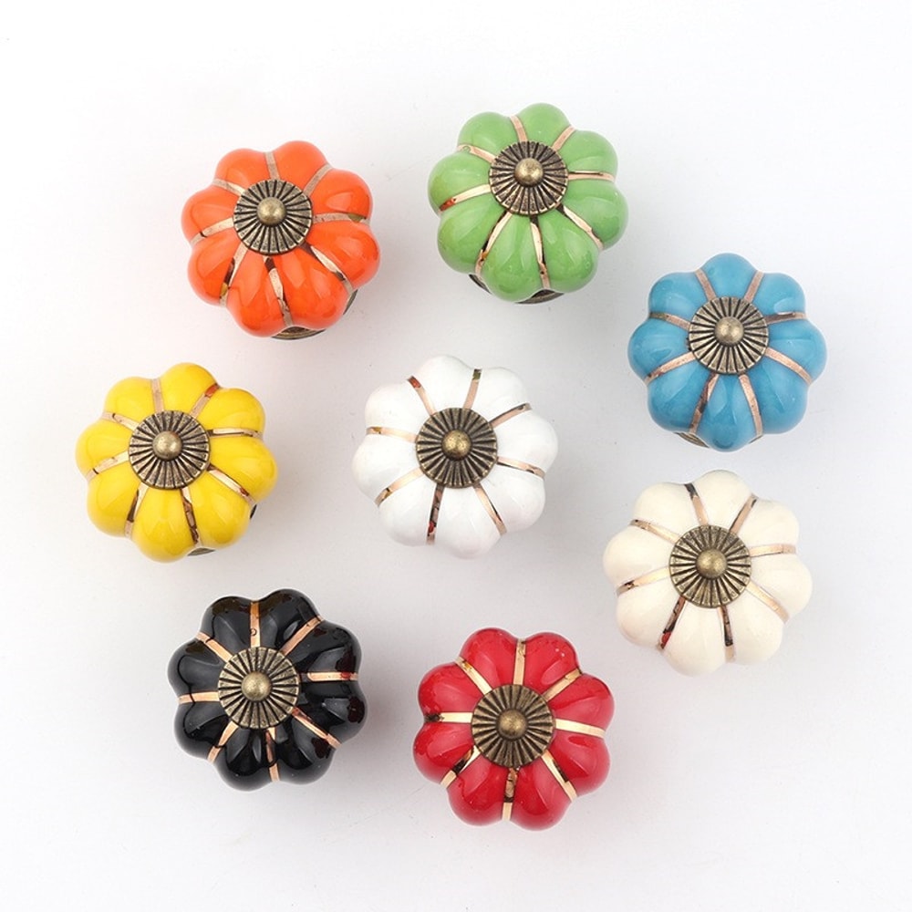 Vintage Pumpkin Ceramic Cabinet Knobs For Drawers Dressers And Kitchen Cupboards 5